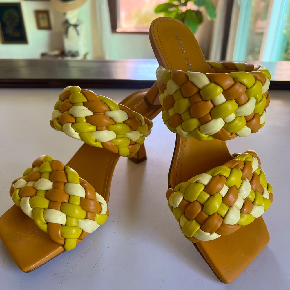 Yellow Marc Fisher Low Heel Sandals